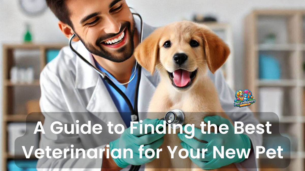 A veterinarian smiling while examining a happy puppy during a checkup.